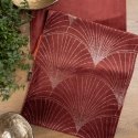 Eurofirany BLINK / 14 Velvet table runner with a large art deco fan pattern, 35X220 cm, color: brick