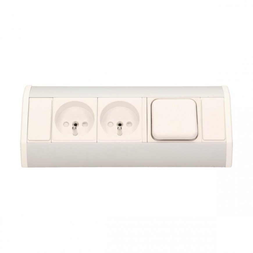 Orno Furniture socket 2x2P + Z with switch, white and silver – 4