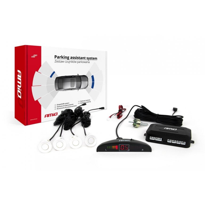 Amio Reverse parking sensor kit LED 4 white sensors