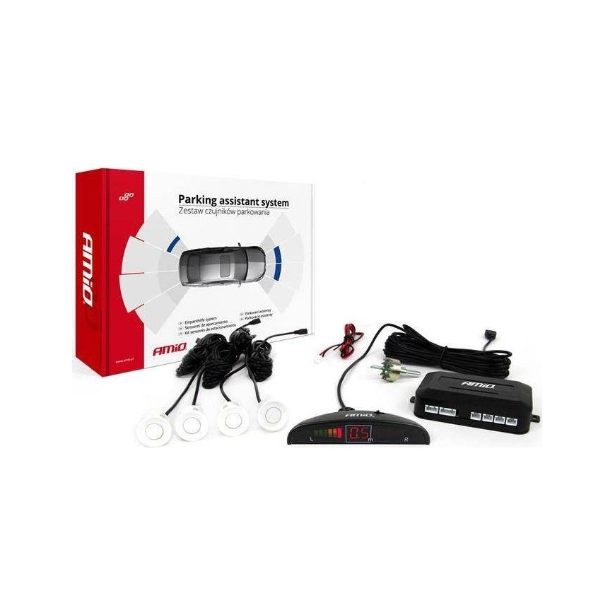 Amio Reverse parking sensor kit LED 4 white sensors – 2