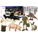 Lean Cars Large Farm Animal Figures Set + Farmer and Household 10 pcs