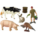 Lean Cars Large Farm Animal Figures Set + Farmer and Household 10 pcs