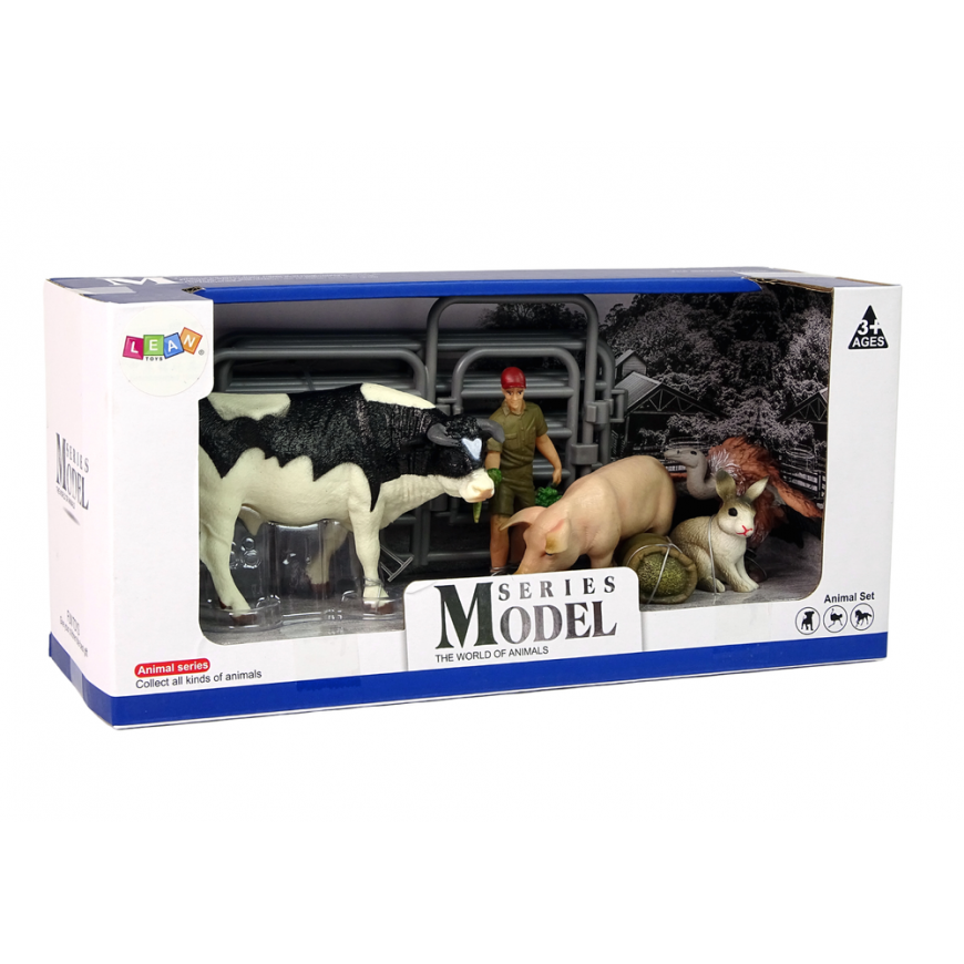 Lean Cars Large Farm Animal Figures Set + Farmer and Household 10 pcs – 3