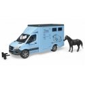 BRUDER MB Sprinter animal carrier with horse, 02674