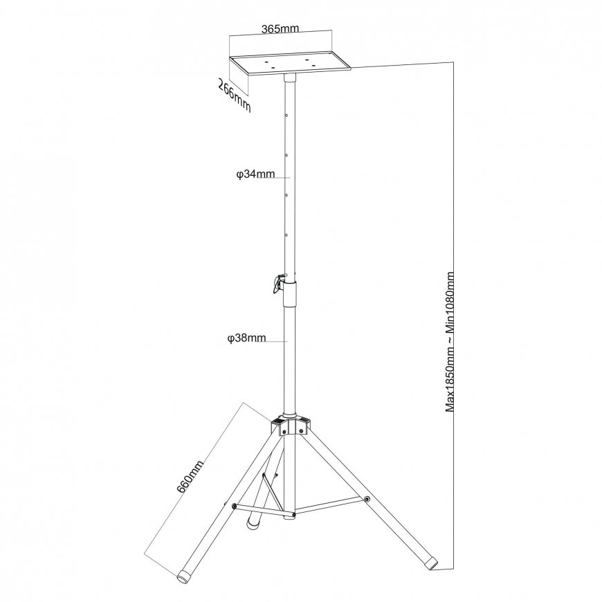 Maclean Maclean Movable Stand for Projectors, Made of Steel, Height Adjustable, 1.2-1.7m, MC-953 – 9