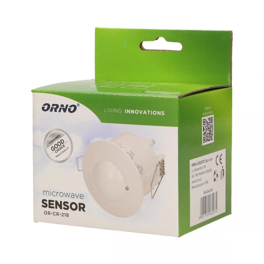 Orno Microwave motion sensor for suspended ceilings 5.8GHz 1200W 360 ° 3-2000 lx white (OR-CR-218) – 4