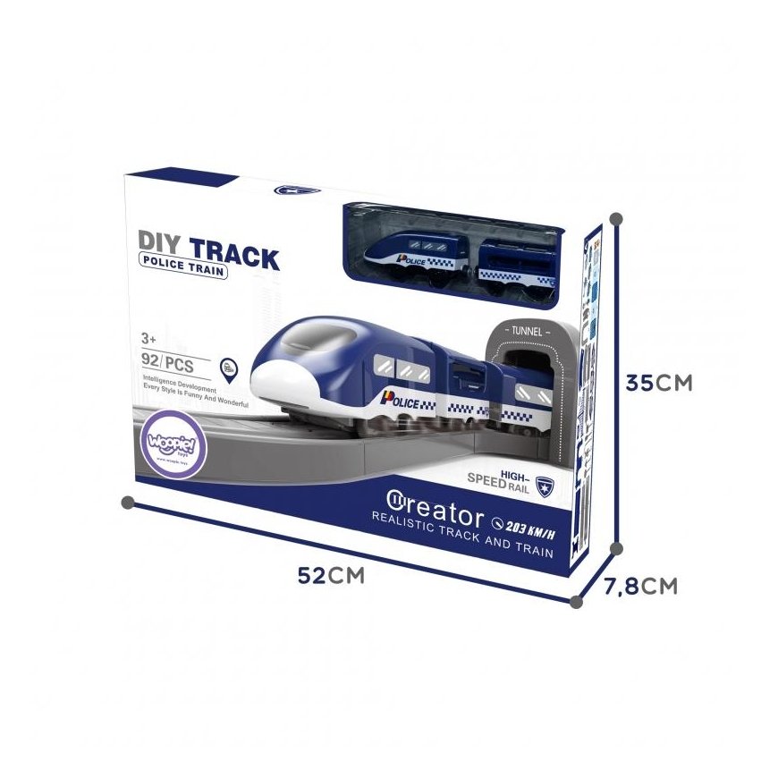 WOOPIE electric police station railway + car track 92 el. – 6