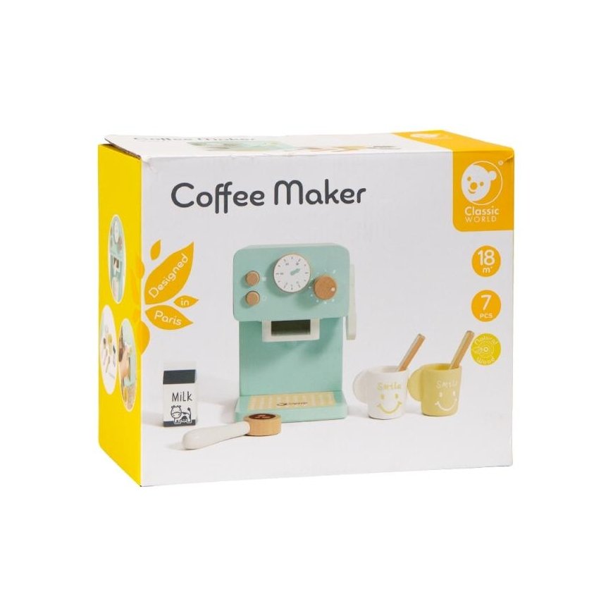 CLASSIC WORLD Drewniany Coffee machine do Kawy Set dla Dzieci 7 el. – 14