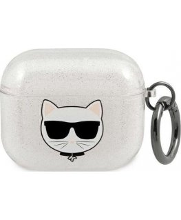 Karl Lagerfeld 3 KLA3UCHGS AirPods Cover Silver/Silver Glitter Choupette