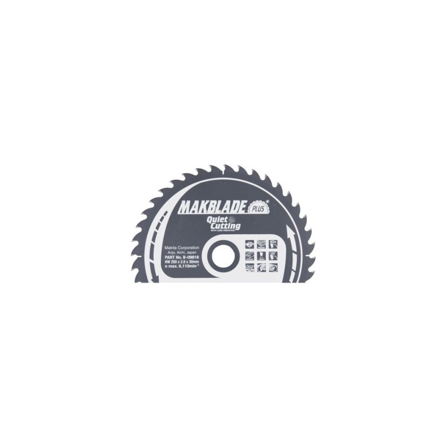 Makita B-09818 TCT saw 250X2.8X30mm 20° T40 MAKBLADE PLUS