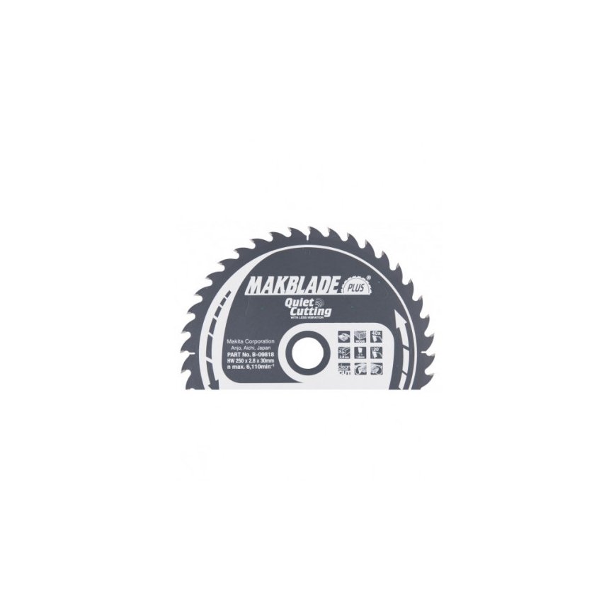 Makita B-09818 T.C.T. pjūklas 250X2.8X30mm 20° T40 MAKBLADE PLUS – 2