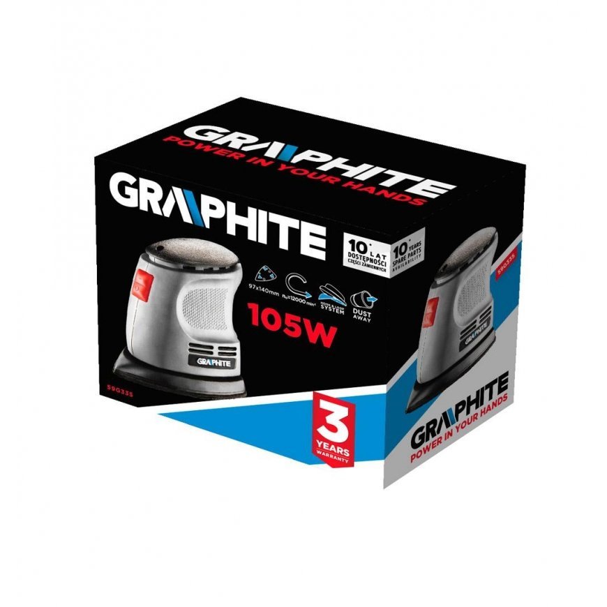 GRAPHITE 105 W orbital sander delta, base 140 x 140 x 97 mm – 3