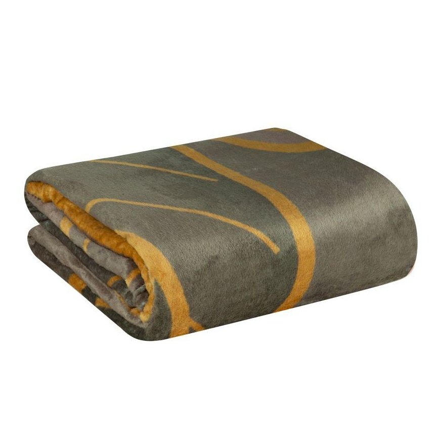 Eurofirany LIMITED COLLECTION Plaid ALISMA2, with large leaf motif, 150X200 cm, color: brown/cream – 3