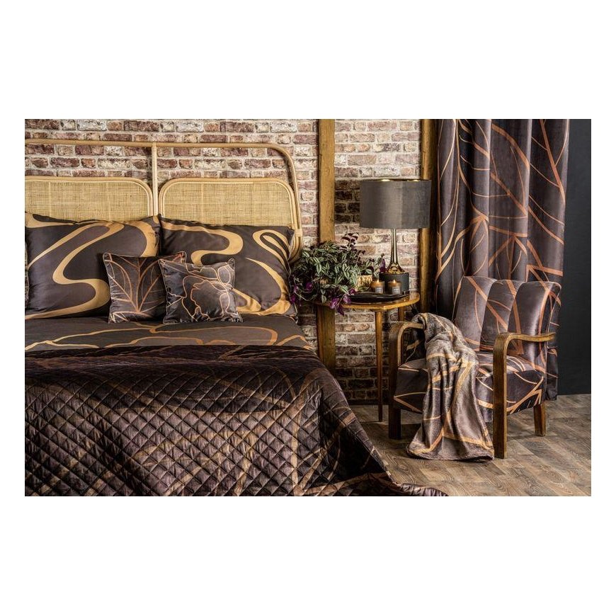 Eurofirany LIMITED COLLECTION Plaid ALISMA2, with large leaf motif, 150X200 cm, color: brown/cream – 7