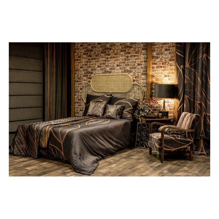 Eurofirany LIMITED COLLECTION Plaid ALISMA2, with large leaf motif, 150X200 cm, color: brown/cream – 10