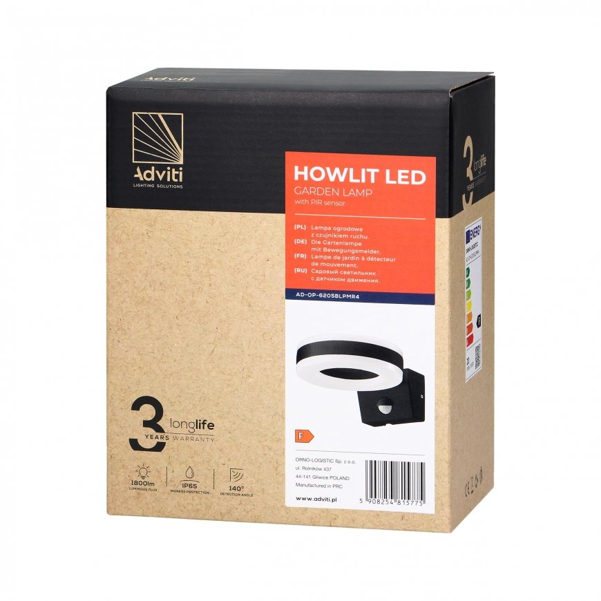 Orno HOWLIT LED 20W, garden light with motion sensor, 1800lm, IP65, 4000K, black – 4