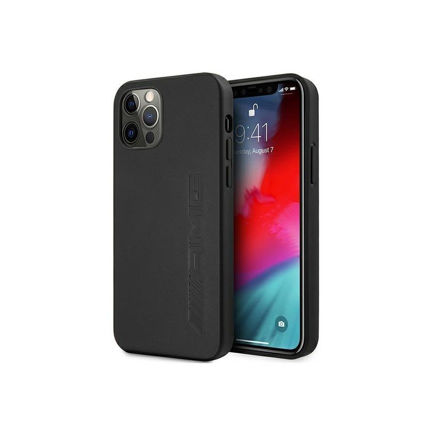 Mercedes AMG AMHCP12LDOLBK iPhone 12 Pro Max 6,7" juoda/juodas hardcase Leather Hot Stamped
