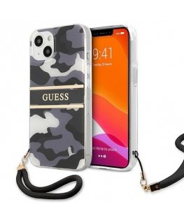 Guess GUHCP13MKCABBK iPhone 13 6.1" black/black hardcase Camo Strap Collection