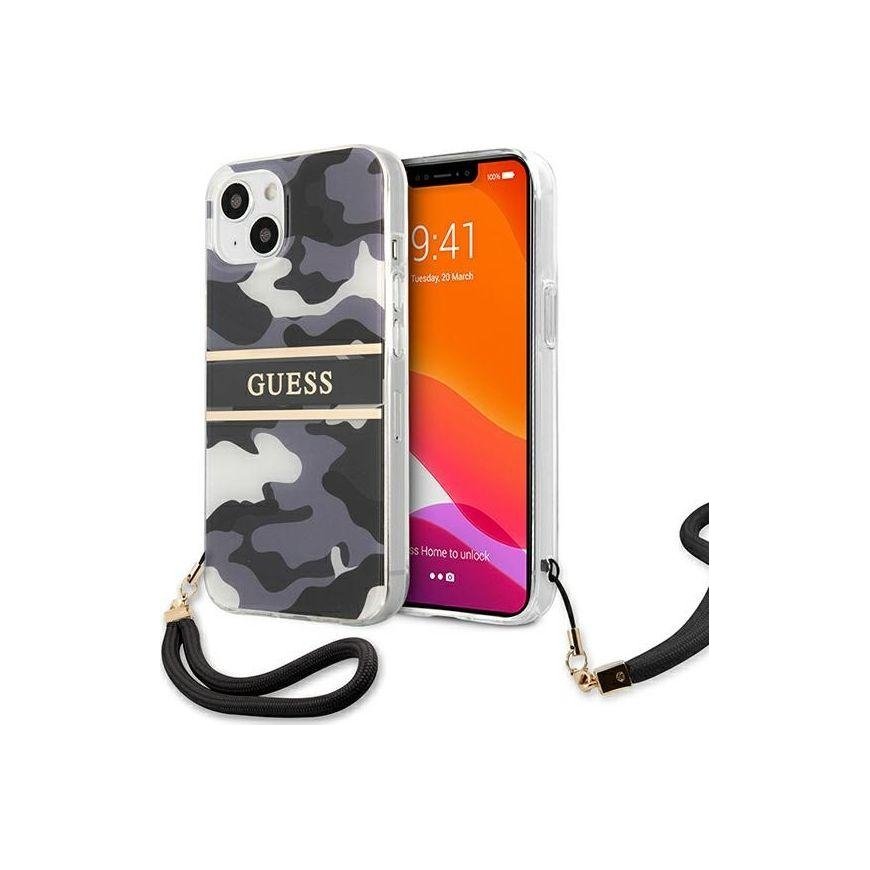Guess GUHCP13MKCABBK iPhone 13 6.1" black/black hardcase Camo Strap Collection – 2
