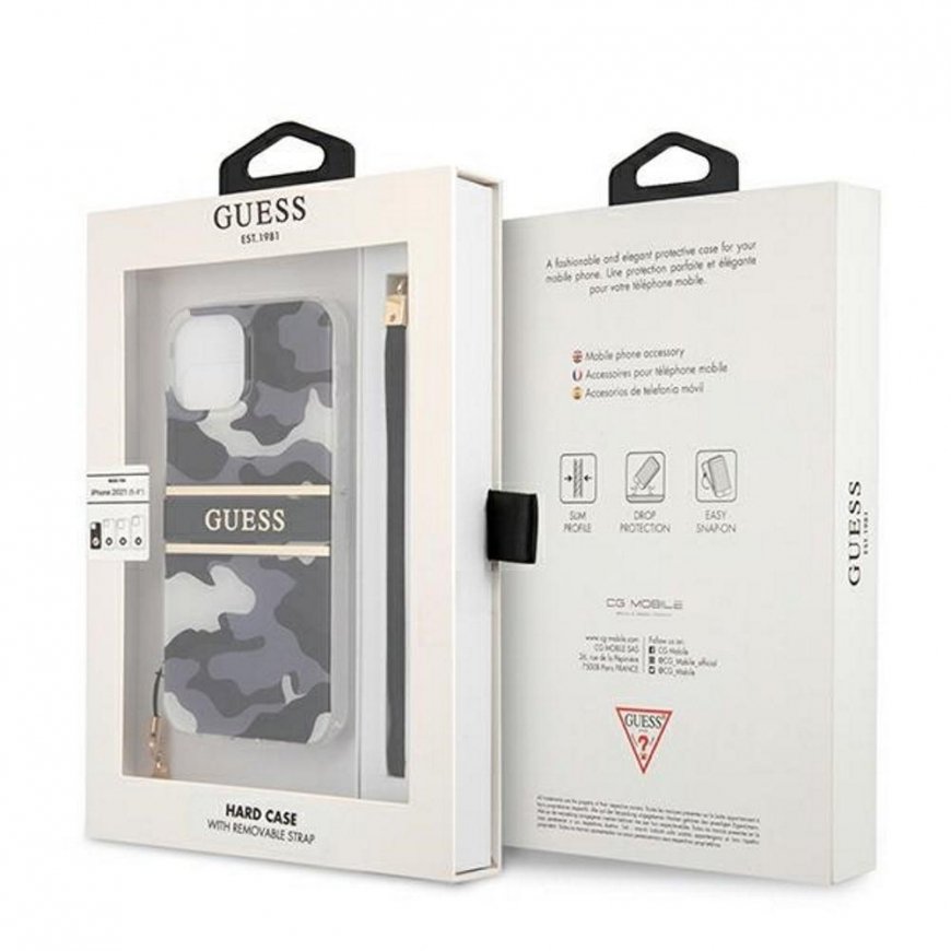 Guess GUHCP13MKCABBK iPhone 13 6.1" black/black hardcase Camo Strap Collection – 5