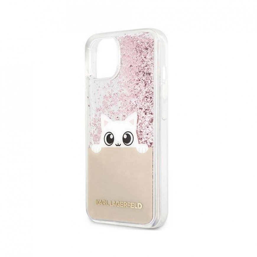Karl Lagerfeld KLHCP13XPABGNU iPhone 13 Pro Max 6.7" pink hardcase PEEK A BOO Liquid Glitter – 3