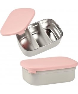 BEABA METAL LUNCH BOX WITH ADJUSTABLE COMPARTMENTS, DUSTY ROSE
