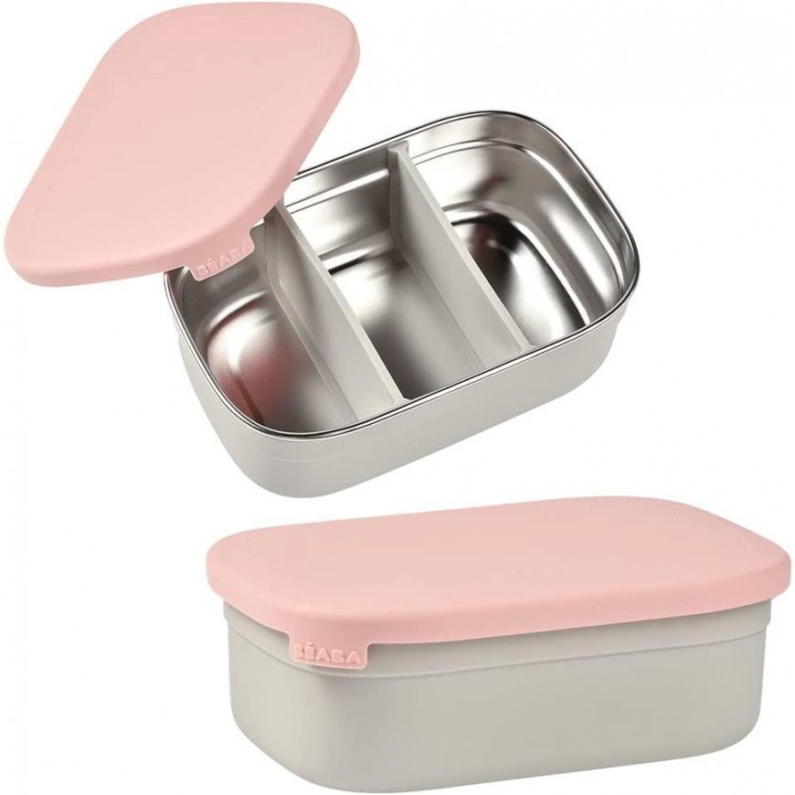 BEABA METALINĖ REGULIUOJAMŲ SKYRIŲ PIETŲ DĖŽUTĖ, DUSTY ROSE