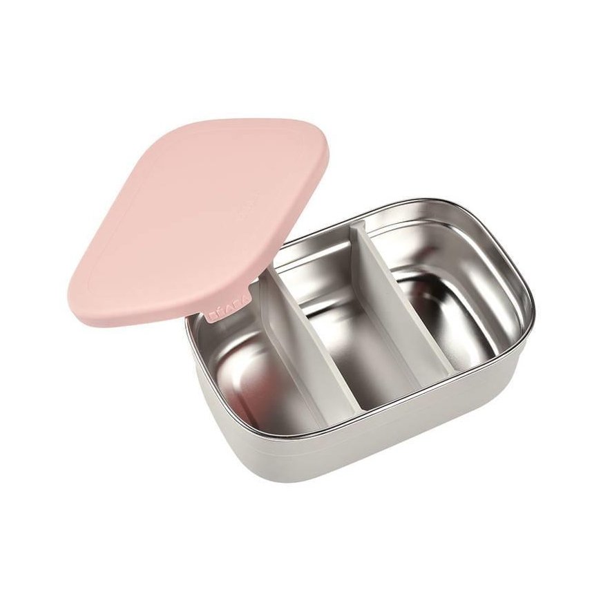 BEABA METAL LUNCH BOX WITH ADJUSTABLE COMPARTMENTS, DUSTY ROSE – 3