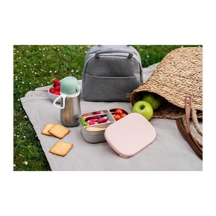 BEABA METAL LUNCH BOX WITH ADJUSTABLE COMPARTMENTS, DUSTY ROSE – 13