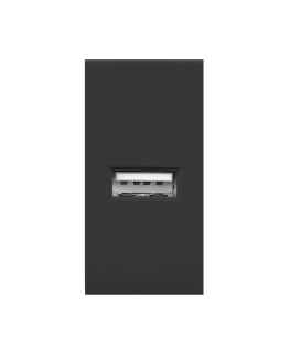 Orno NOEN USB, 22,5x45 mm modulinis prievadas su USB įkrovikliu, 2,1A 5V DC, juoda