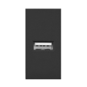 Orno NOEN USB, 22.5x45 mm modular port with USB charger, 2.1A 5V DC, black
