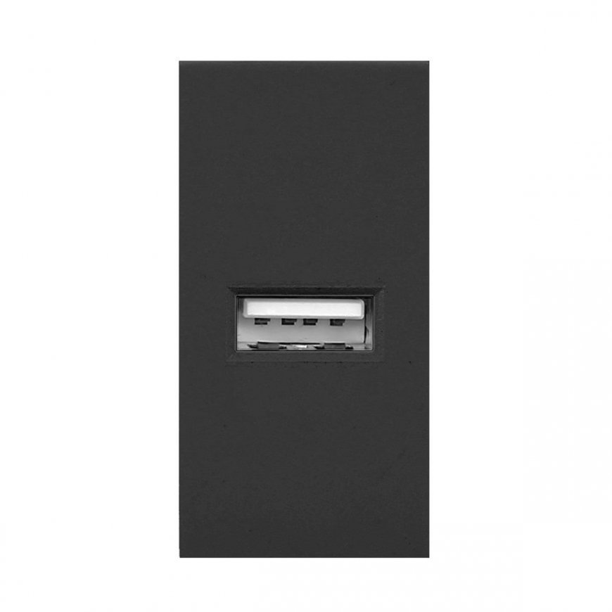 Orno NOEN USB, 22.5x45 mm modular port with USB charger, 2.1A 5V DC, black – 2