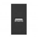 Orno NOEN USB, 22.5x45 mm modular port with USB charger, 2.1A 5V DC, black