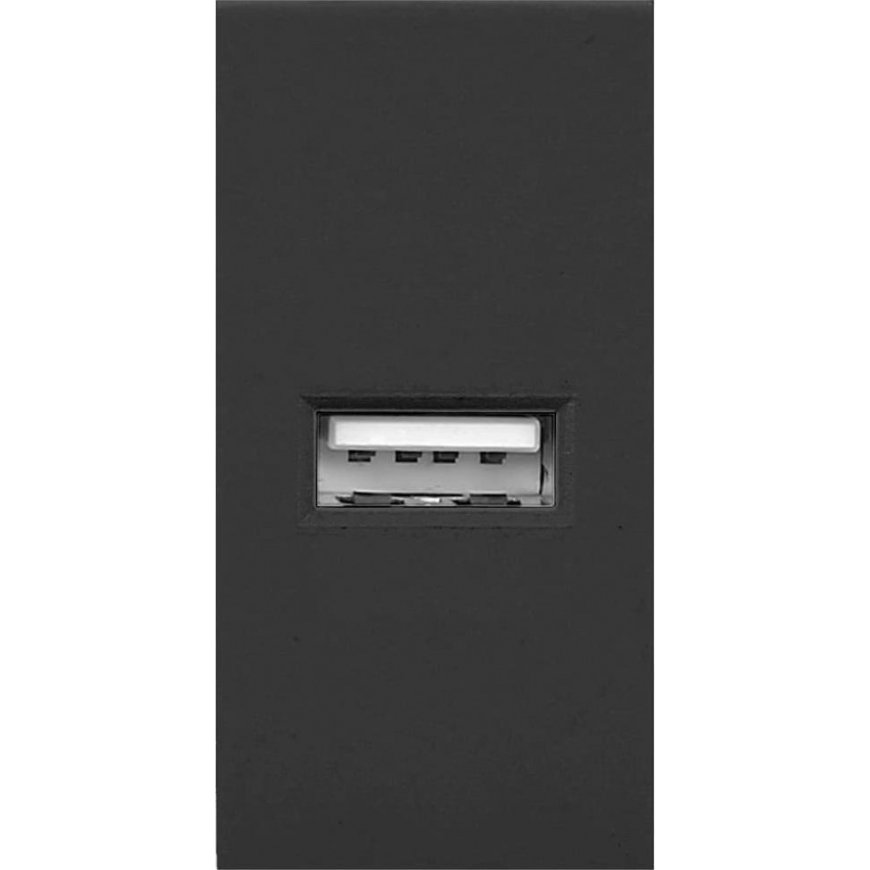 Orno NOEN USB, 22,5x45 mm modulinis prievadas su USB įkrovikliu, 2,1A 5V DC, juoda – 3