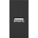 Orno NOEN USB, 22.5x45 mm modular port with USB charger, 2.1A 5V DC, black