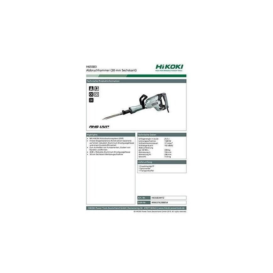 Breaker hammer HiKOKI H65SB3 – 3