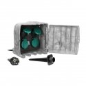 Ornos KAMIEŃ garden socket, 4x2P + Z, H07RN-F 3x1.5mm? Rubber cord, 3m, 2 working modes: automatic (