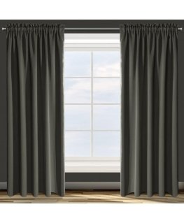 Eurofirany DESIGN 91 Night curtain made of smooth blackout fabric PARISA, 135X270 cm, strip / tunnel / hooks, color: dark gray