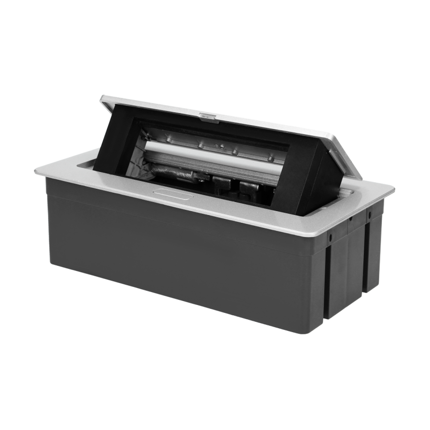 Orno NOEN Cassette recessed into the table top with integrated PVC frame for modular sockets 3 x 45x