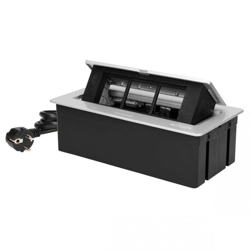 Orno NOEN Kasetė įleidžiama į stalviršį su integruotu PVC rėmu moduliniams lizdams 3 x 45x45 mm arba – 2