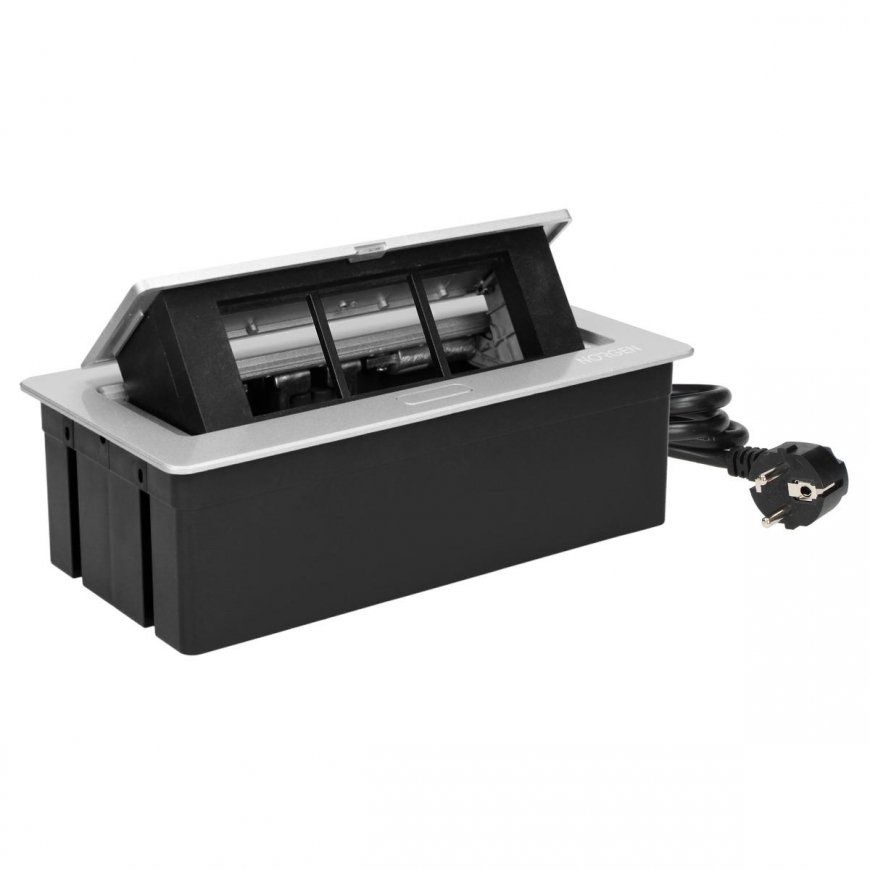Orno NOEN Cassette recessed into the table top with integrated PVC frame for modular sockets 3 x 45x – 4