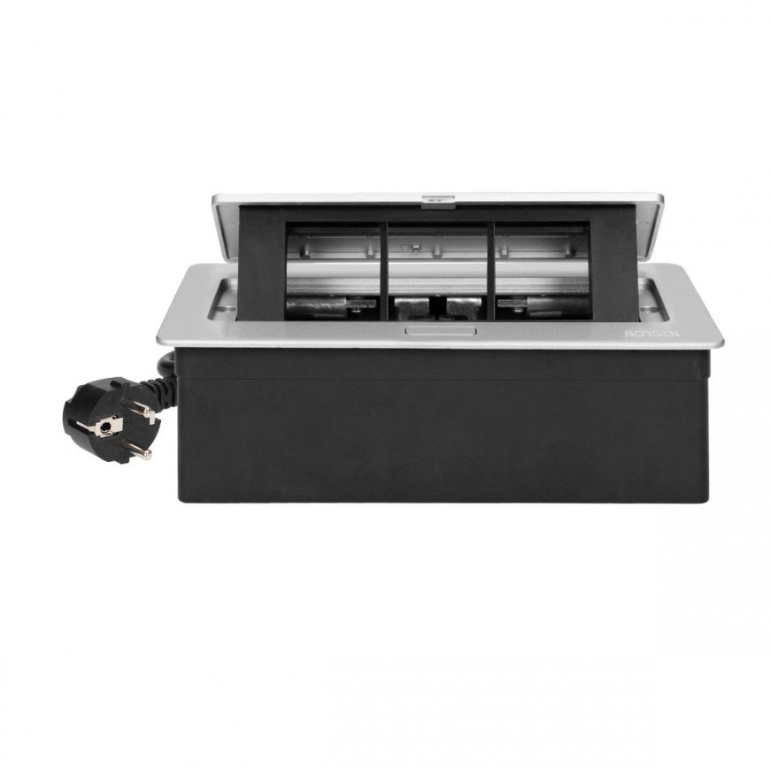 Orno NOEN Cassette recessed into the table top with integrated PVC frame for modular sockets 3 x 45x – 6