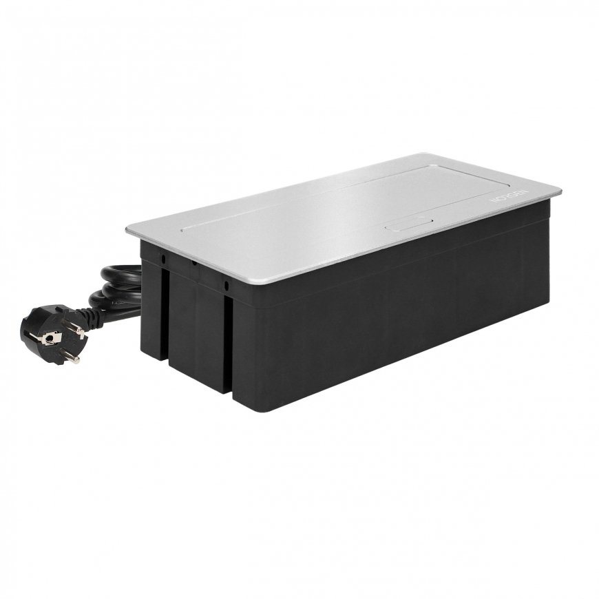 Orno NOEN Cassette recessed into the table top with integrated PVC frame for modular sockets 3 x 45x – 10
