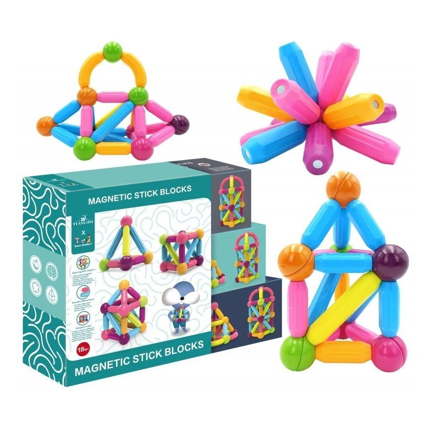 WOOPIE Magnetic Construction Blocks Educational Large Thick 38 el. – 6