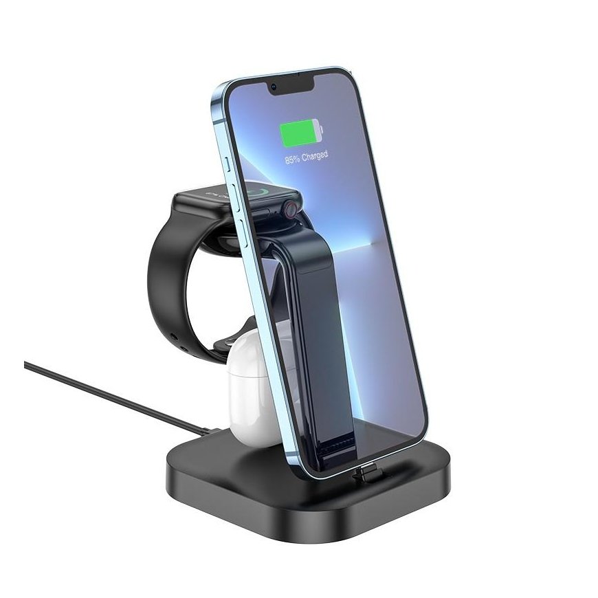 Charger wireless Hoco CW43 Graceful 3-in-1 black – 2