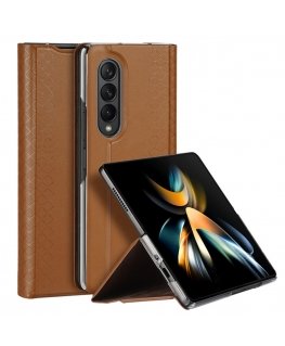 Dux Ducis Bril Premium kvalitātes PU ādas sānu atveres maks ar statīvu Samsung Z Fold 4 (F936B) Brūns