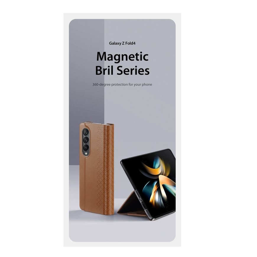 Dux Ducis Bril Premium PU leather Book Case with stand Samsung Z Fold 4 (F936B) Brown – 4