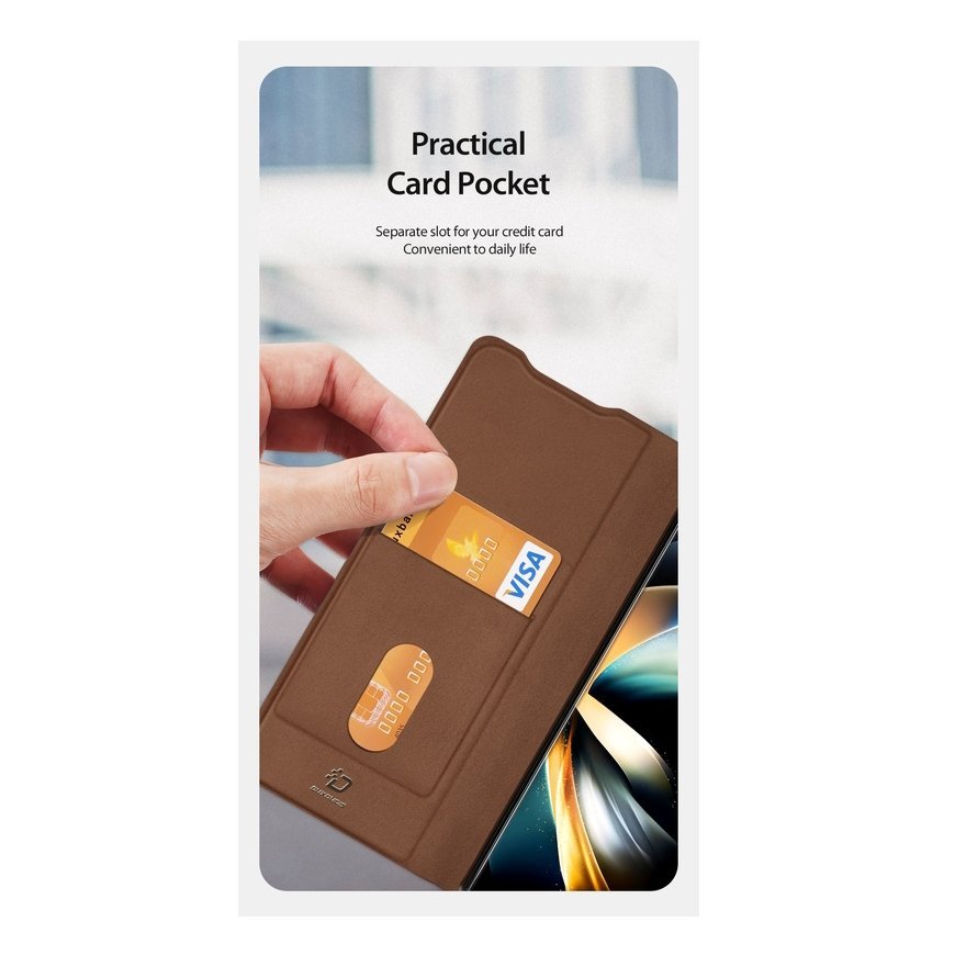 Dux Ducis Bril Premium kvalitātes PU ādas sānu atveres maks ar statīvu Samsung Z Fold 4 (F936B) Brūn – 10