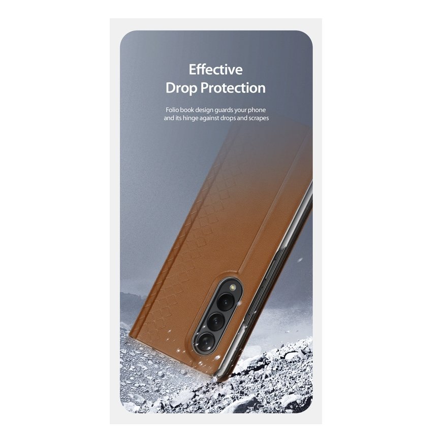 Dux Ducis Bril Premium kvalitātes PU ādas sānu atveres maks ar statīvu Samsung Z Fold 4 (F936B) Brūn – 12