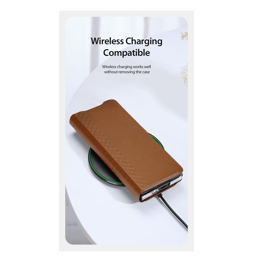 Dux Ducis Bril Премиум PU кожанный чехол-книжка с штативом Samsung Z Fold 4 (F936B) Коричневый – 13